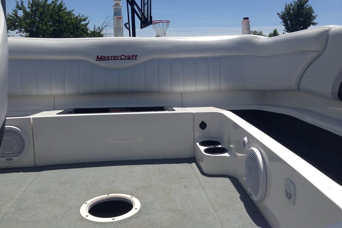 Rear lounge seating of a MasterCraft boat
